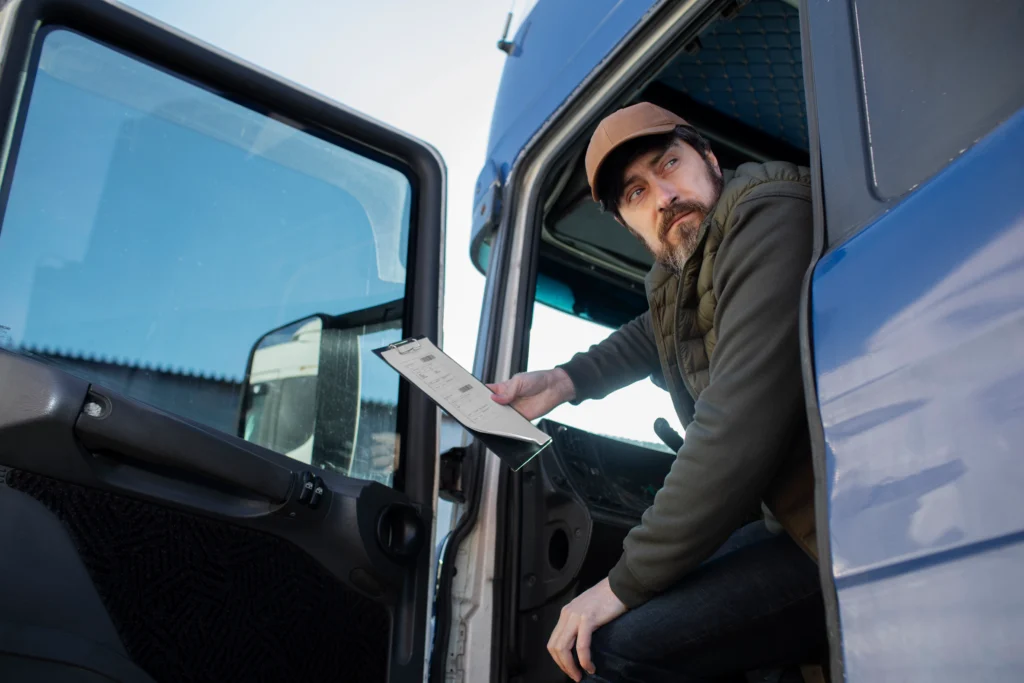 low angle man sitting truck